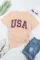 卡其色 Starry USA 字母独立日 T 恤
