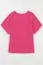 亮粉色纹理卷边短袖 V 领衬衫