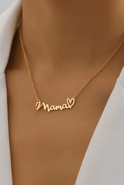 金色MAMA心形吊坠链项链