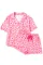 粉色花朵印花短袖衬衫睡衣套装