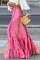 粉色波西米亚风印花流苏抽绳荷叶边超长半身裙