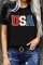 黑色闪粉雪尼尔 USA 图案 T 恤