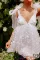 白色花朵贴花优雅薄纱蓬松新娘礼服