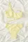 黄色奶油色波浪纹理不对称一肩比基尼