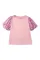 粉色撞色亮片泡泡袖大码 T 恤
