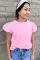 粉色纹理泡泡袖 T 恤
