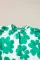 绿色花卉泡泡袖褶边领口衬衫