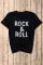 黑色 ROCK & ROLL 图案圆领 T 恤