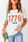 白色 1776 美国复古图案 T 恤