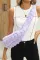 紫色绗缝抽绳装饰单肩包