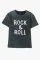 黑色 ROCK & ROLL 矿洗圆领 T 恤