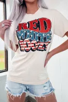 白色 RED WHITE BOOZY 星条旗图案 T 恤