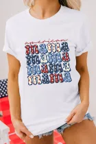 白色美国明星妈妈图案 T 恤