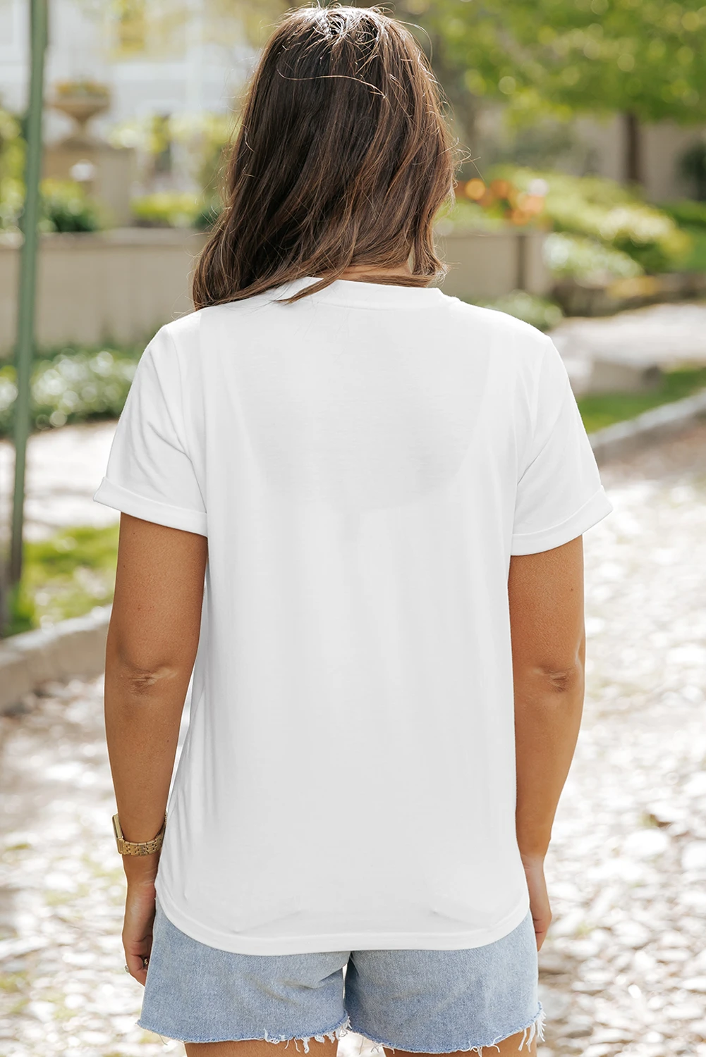 白色闪亮虎贴图案夏季 T 恤 LC25224551