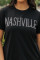 黑色 NASHVILLE 水钻图案圆领 T 恤