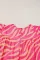 粉色斑马条纹印花荷叶边连衣裙