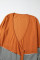 橙色拼色条纹拼布开衫