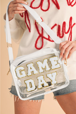 白色 GAME DAY 图案透明单肩包