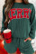 Evergreen 绳纹 MERRY 图案长袖上衣和短裤套装