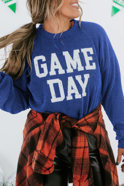 Blueing Cord GAME DAY 图案长袖圆领上衣