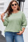 Clearly Aqua Plus Size 绳纹针织口袋圆领上衣