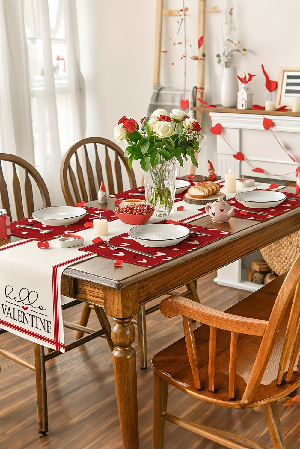 赛车红色爱心印花防污可重复使用亚麻餐垫 BH051461