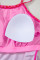 玫瑰豹侧抽绳分体泳衣 2 件套