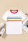 白色彩虹条纹印花撞色圆领 T 恤