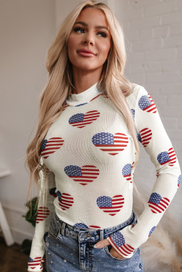 白色 Americana 亮片网眼长袖连体衣