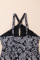 黑色抽象印刷扣子横皮带裙子tankini 2pcs泳衣