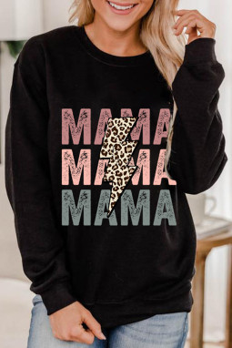黑色MAMA图形套头衫运动衫