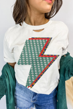 白水钻装饰螺栓图形撕裂的西部T恤