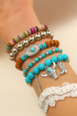 Turquoise Western Pattern turquoise串珠多层手链套件
