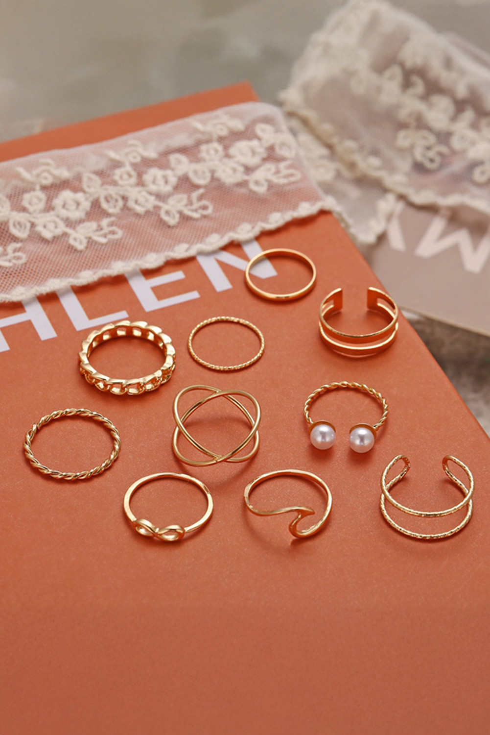 黄金10pcs/set Vintage镀金环套件 BH012498