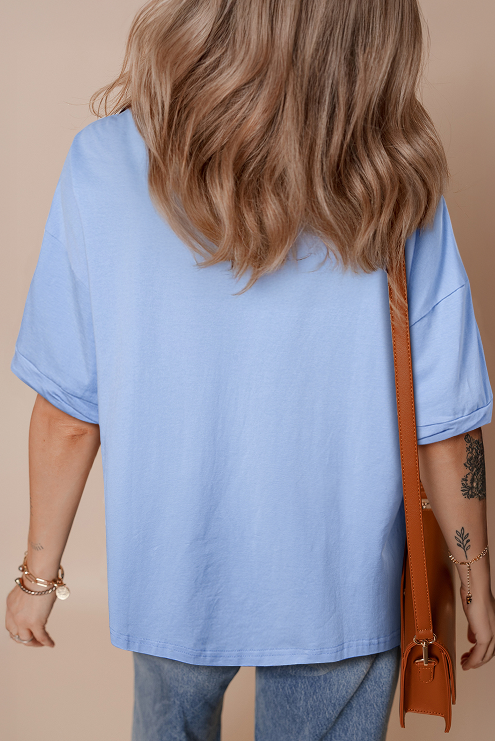 Myosotis亮片美国国旗掉落肩t衬衫 LC25228948