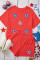 橙色Sequin USA Flag Star Graphic Corded T恤和短裤套装