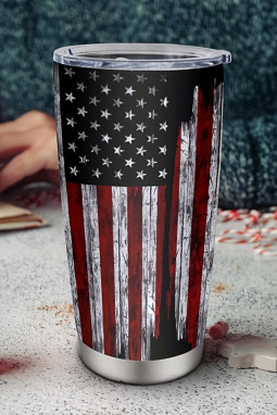 肮脏的蓝色美国国旗不锈钢绝缘玻璃杯20盎司