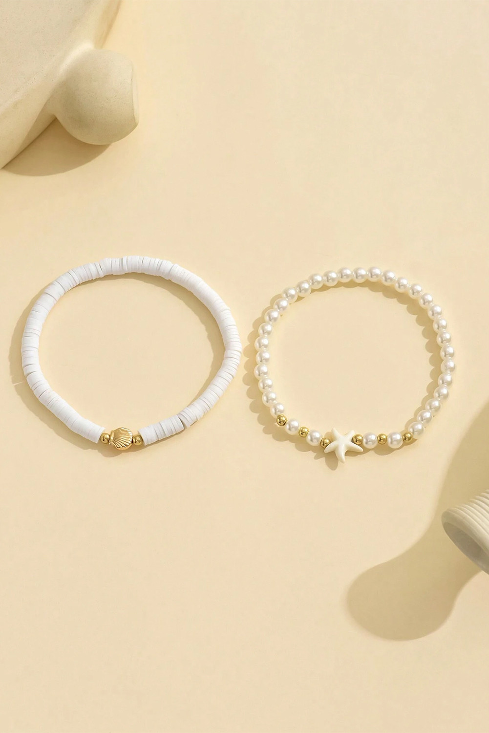 白海星壳珍珠装饰串珠双层脚链 BH011479