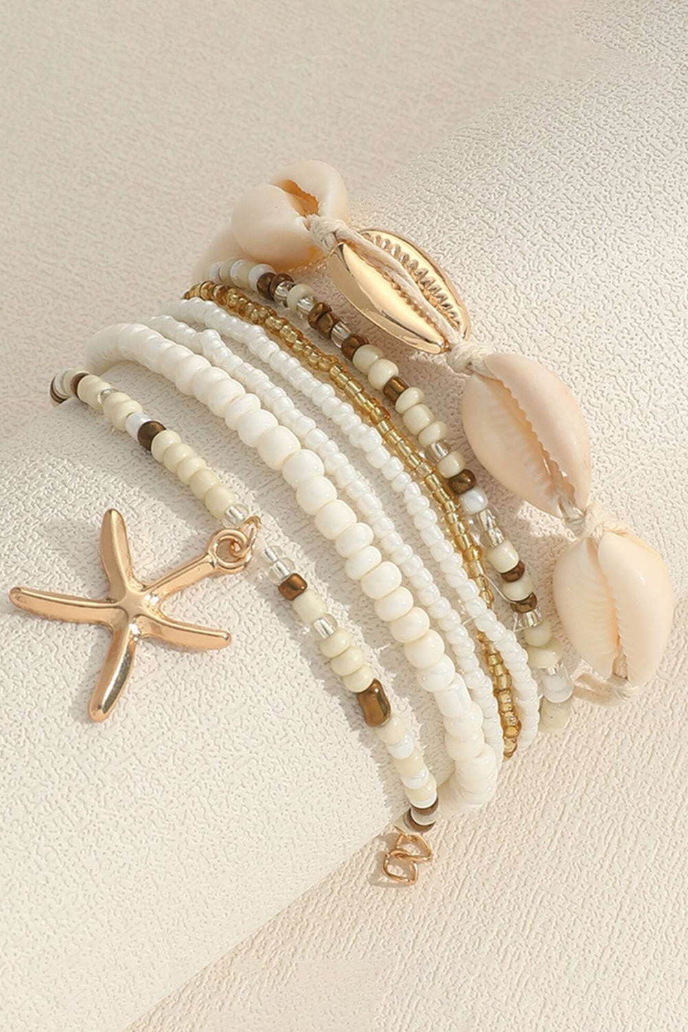白色海星壳装饰多层串珠手镯套件 BH014268