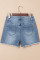 黄昏蓝色珠宝珠原始下摆中型洗牛仔短裤