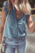 Beau Blue Frilly Ruffle Trim V Neck Chambray背心