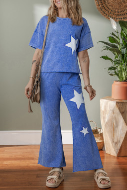 Ashleigh Blue Aid Acid Wash Star饰有卷板裤子套件
