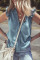 Beau Blue Frilly Ruffle Trim V Neck Chambray背心