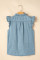 Beau Blue Frilly Ruffle Trim V Neck Chambray背心