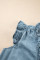 Beau Blue Frilly Ruffle Trim V Neck Chambray背心