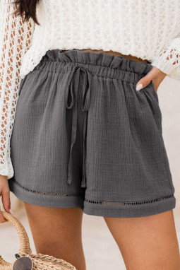 深灰色棉纱布纸袋短裤