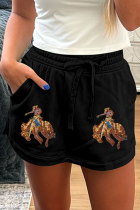 黑色亮片西方牛仔修补蕾丝上的高腰skort