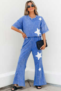 Ashleigh Blue Aid Acid Wash Star饰有卷板裤子套件