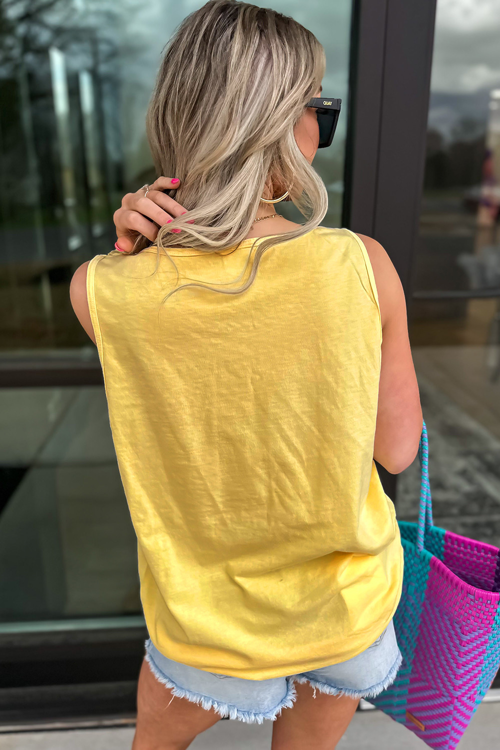 黄色奶油花图形休闲背心 LC25613408