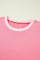 Peach Blossom Two Tones Patchwork Half Sleeve Plus Size T Shirt